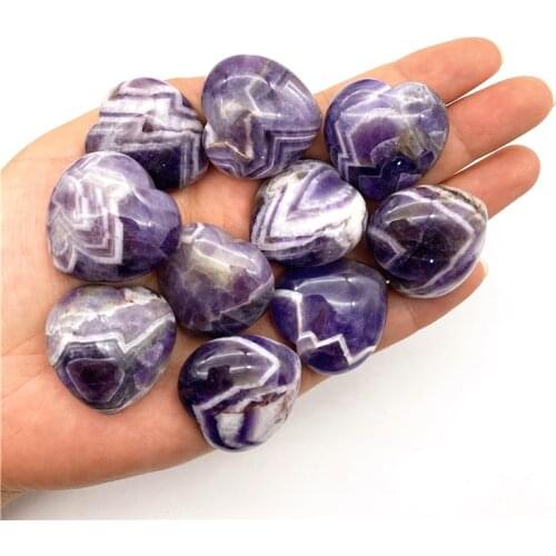Beautiful 1PC Natural Dream Amethyst Crystal Heart Shaped Gemstone Reiki Healing Chakra Crystal Natural Quartz Crystals