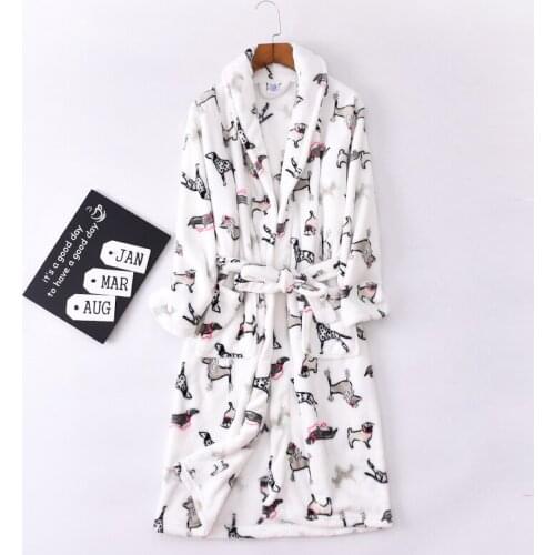 New autumn and winter gown for lovers robe Women Coral velvet Bathrobe soft long Thickening warm