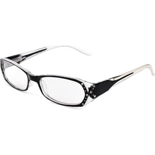 Fashion Women Reading Glasses Imitation Diamond Spring Leg Ultralight PC Frame Black Men Presbyopia Eyeglasses 1.0-4.0 R282