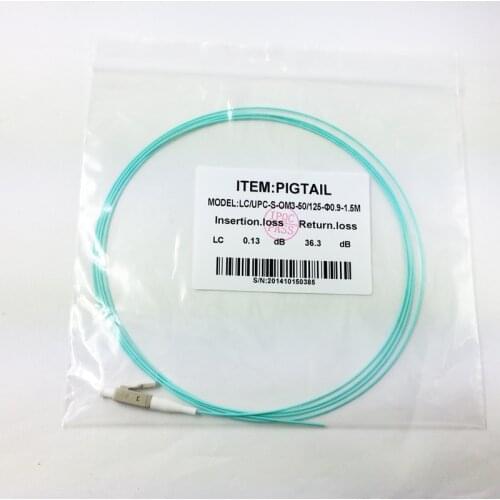 10PCS LC UPC OM3 Multimodal fiber optic Pigtail LC 1.5M Simplex Optical fiber pigtail LC 0.9MM fiber optic cable Free shipping
