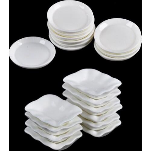 10Pcs/set Durable Mini Food White Dishes Tableware Miniature Doll House Accessories Dollhouse Trays Plates Doll Kitchen Toys New