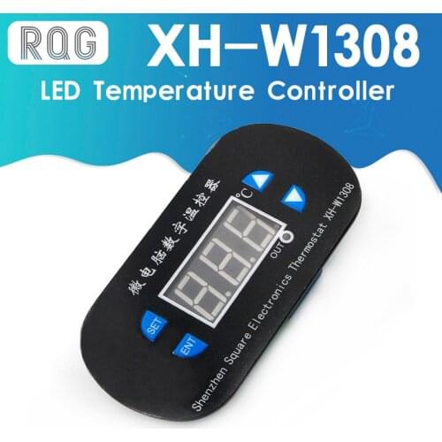 XH-W1308 Adjustable Dual LED Digital Display Temperature Controller Thermostat Switch DC 12V AC 110V-220V Cool Heat Sensor Red