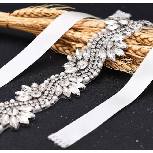 S282 Wedding Dresses Belts Bridal Bridesmaid Dress Accessories Women Prom Evening Dresses Sash Bride Rhinestone Pearls Belt