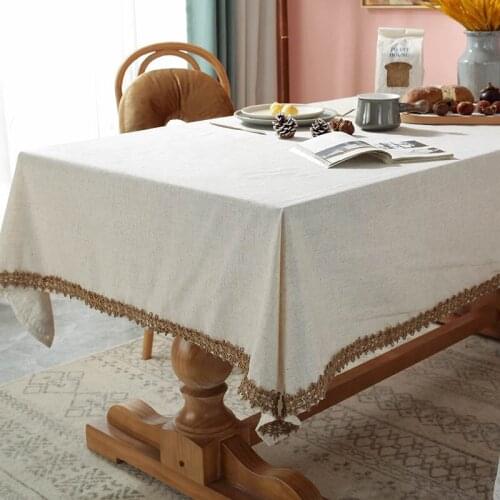 Linen Tablecloth Twine Lace Rectangular Table Cloth Coffee Living Room Table Cover Mat Furniture Home Decor Mantel Mesa Nappe