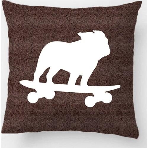 Skateboarding English Bulldog Silhouette Pillow Throw Pillow Case Decorative Cushion Cover Pillowcase Customize Gift For Sofa