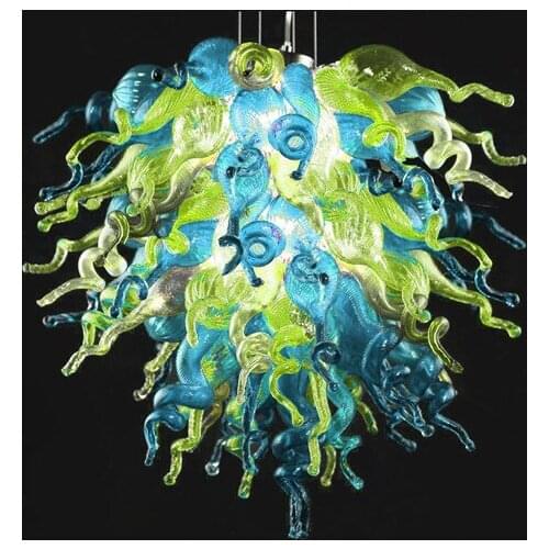High Quality Modern Design LED Light Source Blue and Green Colored Glass Crystal Chandelier