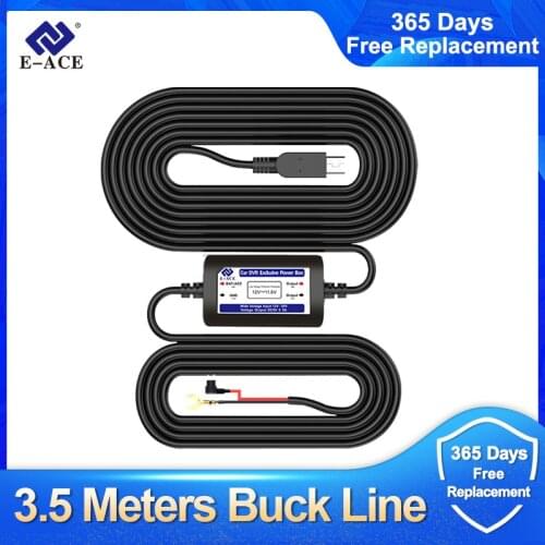E-ACE 3.5 Meters Buck Line for Dash Camera Mini USB Transformers for Car Dvrs 0.5A-2A Car Charger for Parking Monitoring