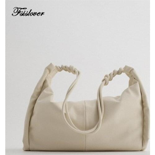 Vintage PU Leather Shoulder Bags for Women 2020 Crossbody Handbags and Purses women luxury bags Fashion Pleated Womens bag