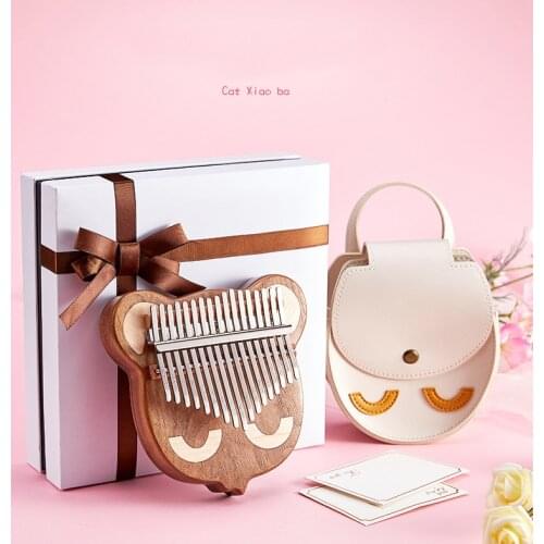 XIHATOY 17 Keys Kalimba Cartoons Thumb Piano High Quality Wood Body Musical Instrument Finger Piano Creative Music Box