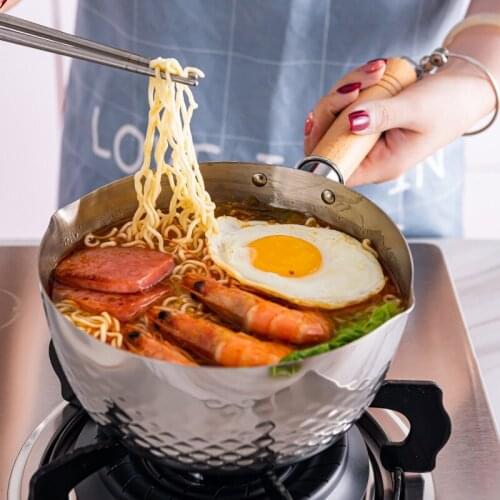 Japanese-style Snow Pan Non-stick 304 Stainless Steel Milk Pan Food Supplement Pot Instant Noodle Pot 18cm