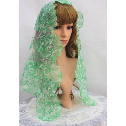 Green Beautiful Spanish Lace Mantilla Veil ,Church Catholic Lace Mantilla ,Head Coverings