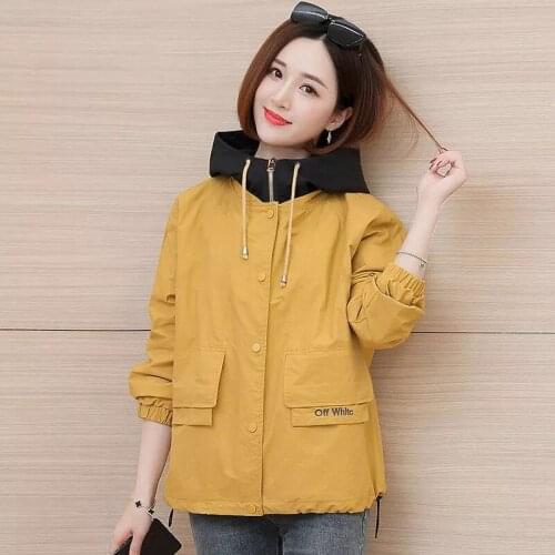 2020 Spring Autumn Women Jacket Fashion Hooded Windbreaker Female Long Sleeve Casual Jackets Loose Coat Outerwear Plus size 4XL