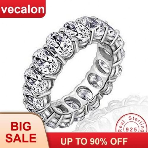Vecalon 2018 Promise Wedding Bands Ring 925 Sterling Silver Oval cut 5A Zircon Cz Engagement rings for women men Finger Jewelry