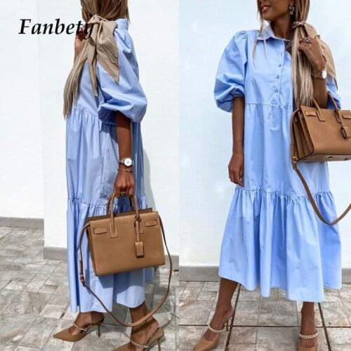 2021 Spring Summer Elegant Turn-Down Collar Button Shirt Dress Women Vintage Solid Half Sleeve Party Dresses Casual Loose Dress