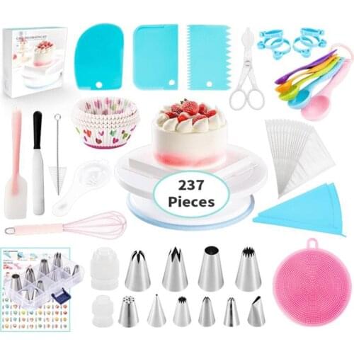 237 Pcs Baking Set Cake Decorating Tool Turntable Pastry Nozzles Cake Mold Novice Home Baking Beginner Set