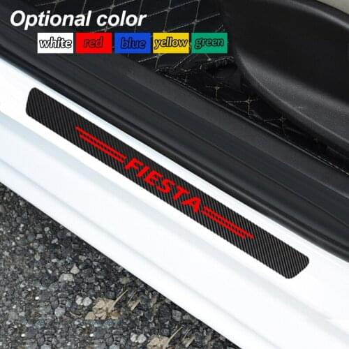 4PCS Car Door Sill Sticker For Ford Fiesta EcoSport Auto Door Sill Guards Threshold Decal Carbon Fiber Automobile Accessories