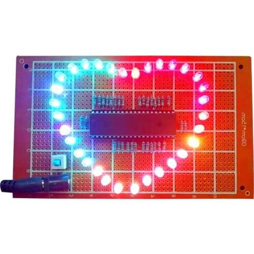 51 Single Chip Microcomputer Heart-shaped Water Lamp DIY KIT Colorful Dazzling LED Love Light Board