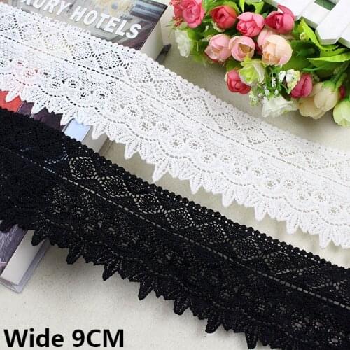 9CM Wide High Quality Cotton Cloth Hollow Embroidery Fringe Ribbon DIY Dress Skirt Cuffs Lace Collar Trim Sewing Accessories
