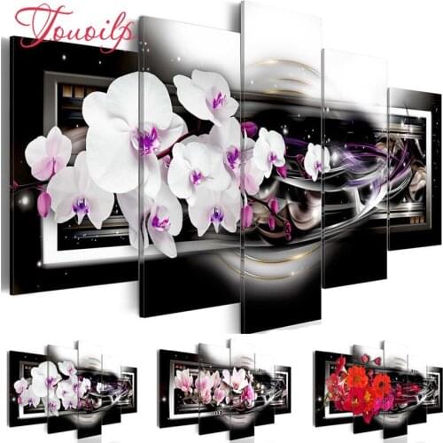 TOUOILP Full Square/Round Drill DIY 5pcs Diamond Painting"Mangnolia Flower Orchid"Embroidery Cross Stitch 5D Home Decor Gift