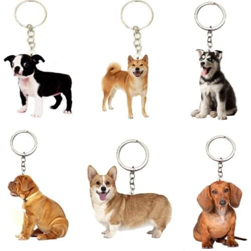 Dog Charming 6pcs/set Keychain Animal NOT 3D Llaveros Cute for Boyfriend Best Friends Gift Car Key on The Backpack Purse Ring
