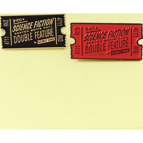 Rocky Horror Movie Ticket Brooch SCIENCE FICTION,DOUBLE FEATURE Enamel Pin Lapel Pin Badge Red Black Ticket Brooches Broche