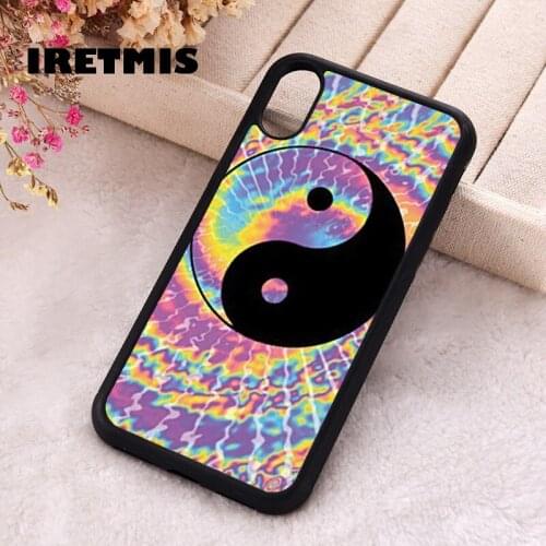 Iretmis 5 5S SE Phone Cover Case for iPhone 6 6S 7 8 Plus X Xs XR 11 12 Mini Pro Max Silicone Tie Dye Trippy Swirl Ying & Yang