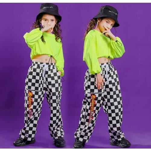 2020 Hip-Hop Dance Costume For Kids Long Sleeve Tops Hiphop Pants Jazz Modern Dance Costumes Girls Street Dancing Wear DQS5036