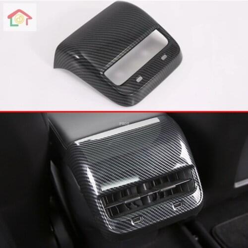 For Tesla Model 3 2017 2018 2019 2020 Carbon Fiber Style Armrest Box Rear Air Vent Frame Trim Cover