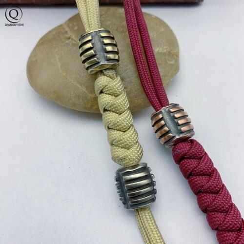 EDC Brass Mechanical Gear Irregular Cylinder Umbrella Rope Knife Pendant DIY Accessory Jewelry Metal Paracord Beads EDC Keychain