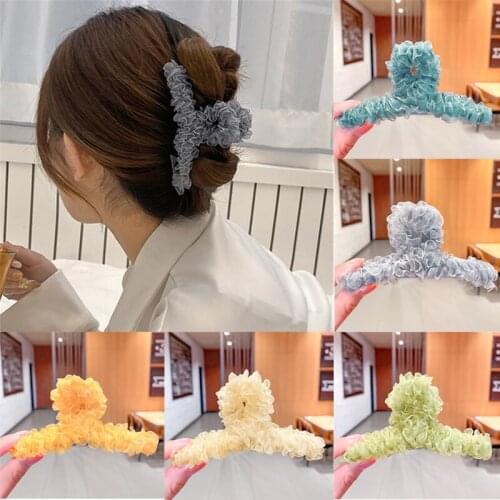 CYGJFC Elegant Lace Hair Claw For Woman Candy Color Hairpins Girls Shark Clips Girls Spring Ponytail Barrettes Hair Accessories