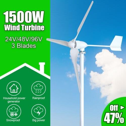 Free Energy 1500W 24V/48V/96V Wind Power Turbine Generator With MPPT Hybrid Controller and Pure Sine Wave Inverter For Home Use