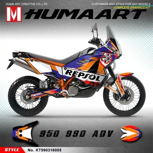 HUMAART Full Graphics Racing Stickers Kit Custom Vinyl Grafik Decal for 950 950s 990 990r Adventure ADV 2003 to 2016