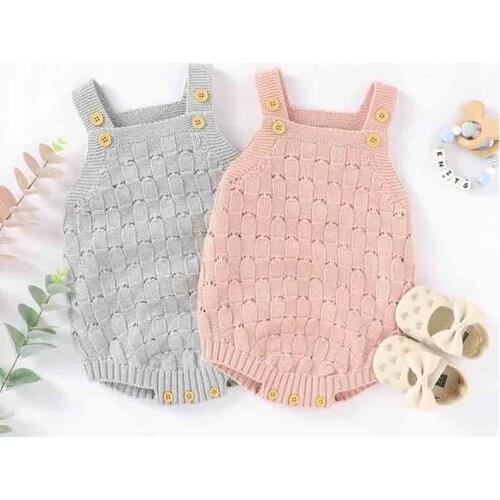 Baby Knitted Jumpsuit Knitted Sleeveless Bodysuit Newborn Boys Girls Bodysuit One-piece Outfits Clothes Infant Autumn Clothes