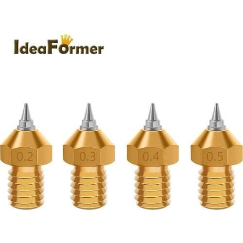 3D printer parts New E3D V5 V6 Brass Nozzle M6 threaded 0.2/0.3/0.4/0.5mm Removable Stainless Steel Tips for 1.75mm filamnet