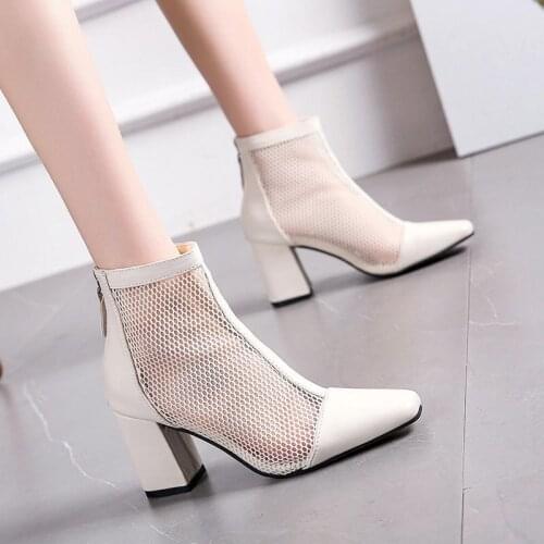 2021Summer Mesh Peep Toe Sandals Sexy Heels Single Shoes Women Shoes In Europe And America 2020 Spring And Summer Gauze Mujer