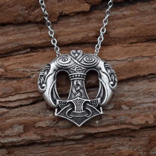 Mjolnir Viking Amulet Thor hammer Scandinavian Pendant Necklace Norse Jewelry 1pcs