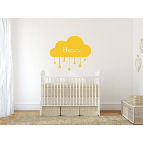 Custom Name Cloud Wall Stickers For Kids Rooms Personalized Name Vinyl Cloud Stars Baby Children Bedroom Cute Art Mural SYY780