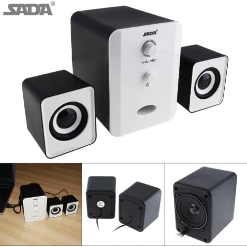 SADA Portable 3W Mini Combination Mega Bass Subwoofer Speaker Column Computer Speaker with USB Power Plug for DVD TV PC
