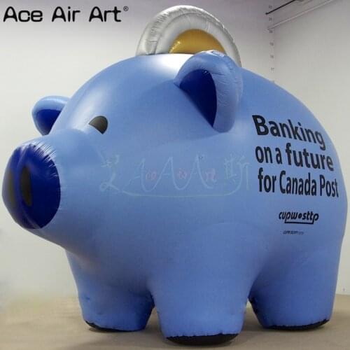Lovely 3.5m L blue inflatable piggy,inflatable piggy bank for advertising or event on sale