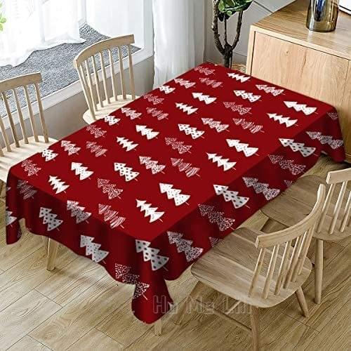 Christmas Tablecloth Polyester Oil And Water Resistant Rectangle