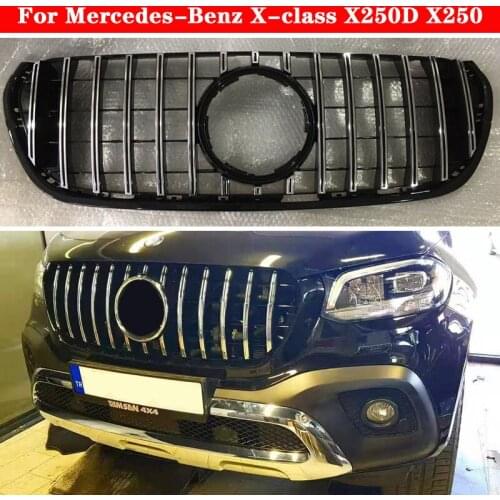 Car styling Middle grille For Mercedes-Benz X-class X250D X250 pickup GT ABS Silver Black front bumper Center Grill vertical bar