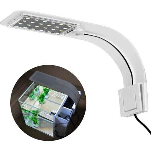 UEETEK Super Slim LED Aquarium Light Plants Grow Lighting Creative Clip-on Lamp with Plug (White Light)