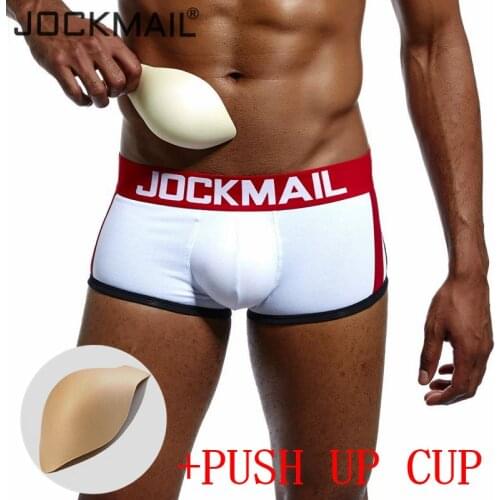 JOCKMAIL 5pcs/lot Padded mens underwear boxers sexy Push up cup bulge enhancing cueca boxer gay underwear Enlarge panties