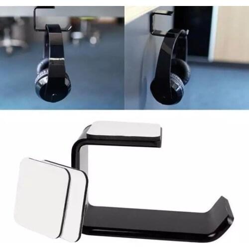 Stable Sticker Headphone Bracket Acrylic Under Desk Wall Mounted Hanging Hook for Key Display Stand Headset Holder Black