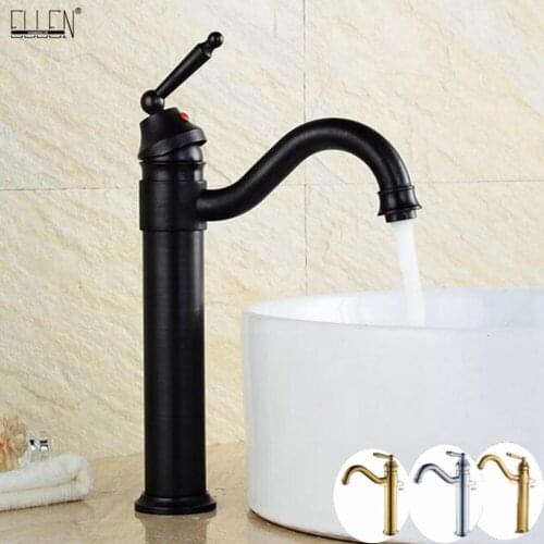 Vidric Bathroom Tall Basin Sink Faucet 360 degree Turn Sink Hot and Cold Bath Sink vessel faucets Water Mixer Crane EL5002