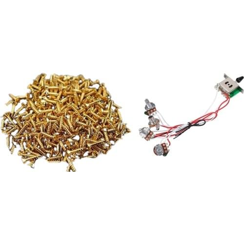 30Pcs Gold Pickguard Screws for Fender Strat/Tele Electric Guitar Bass & 1x Pots for Strat Guitar PreWired 1 Volume