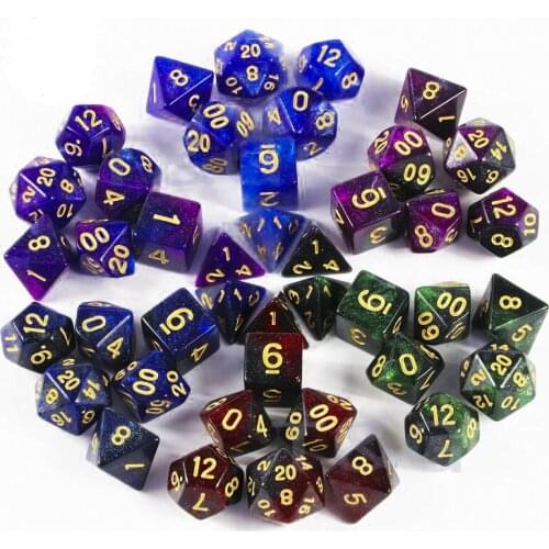 High Quality 6 color Creative Universe Galaxy Dice Set of D4-D20 Glitter Powder Amazing Effect for DnD MTG Tabletop RPGs Games