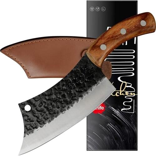 XYj Full Tang 6.2-inch Tactical Kitchen Knife Cleaver Chef Knives With Carry Sheath 4Cr13 Stainless Steel Slicing Cutting Knives