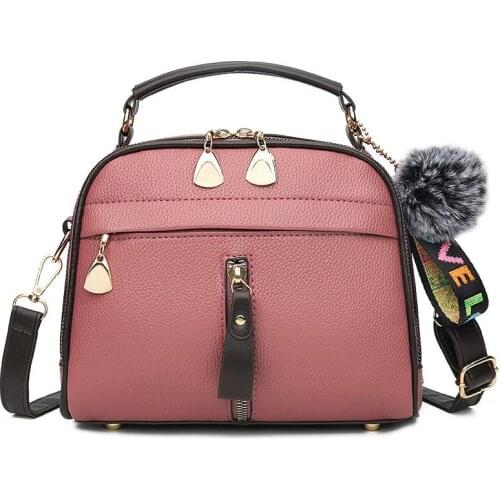 Ladies Party Purse Solid Crossbody Bag Fashion Women Handbag Pu Leather Women Messenger Bag with Ball Toy Female Shoulder Bag