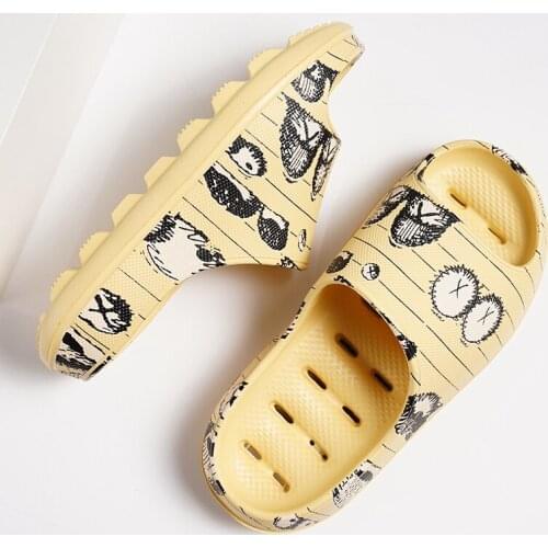 Home slippers thick bottoms increased anti-slip stoop feeling cute hollow anti-smelling word drag womens slides slippers shoes